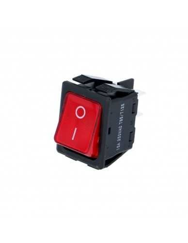 Interruptor de encendido y apagado rectangular rojo 30 x 22 mm