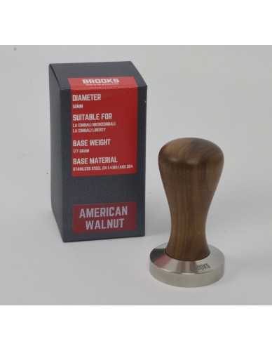 Brooks 50mm tamper עם american walnut מטפל