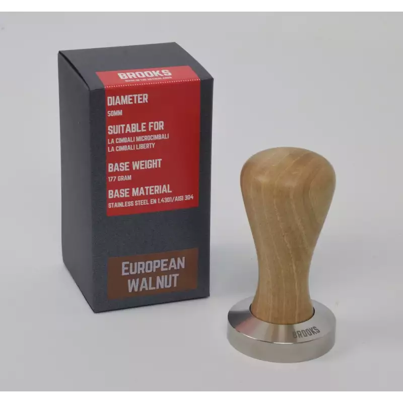 Brooks 50mm tamper with european walnut handle