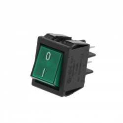 Interruptor de encendido y apagado rectangular verde 30x22mm