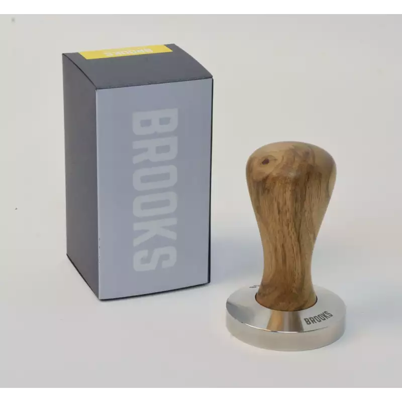 Brooks 58mm stainless tamper European walnut