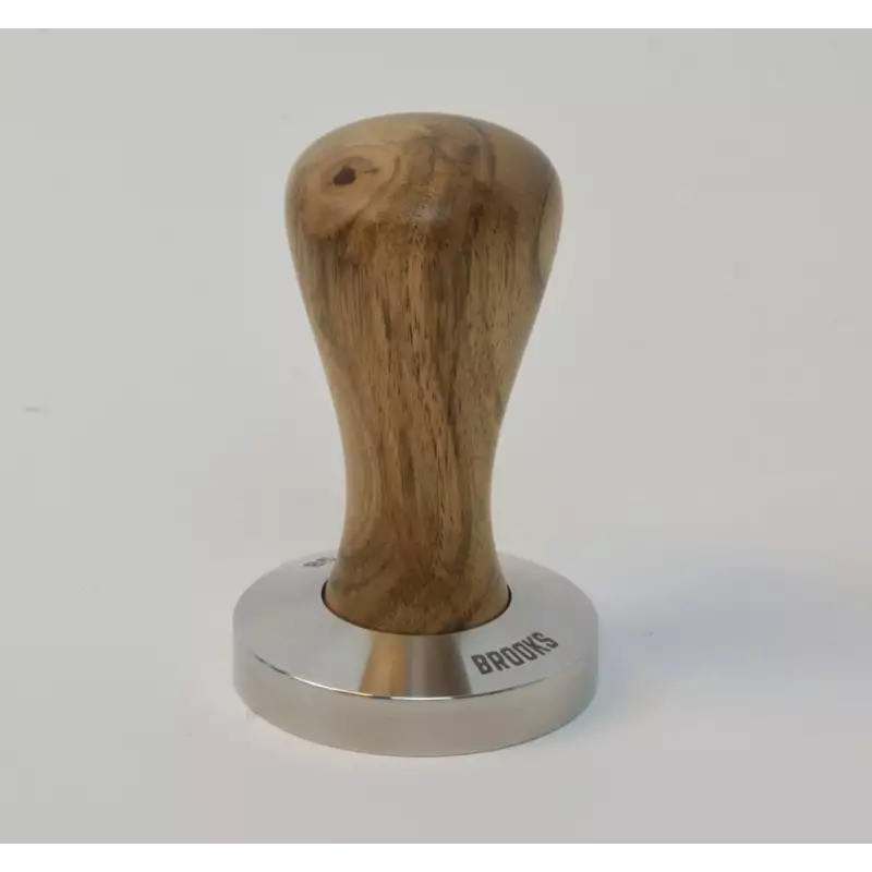 Brooks 58mm stainless tamper European walnut