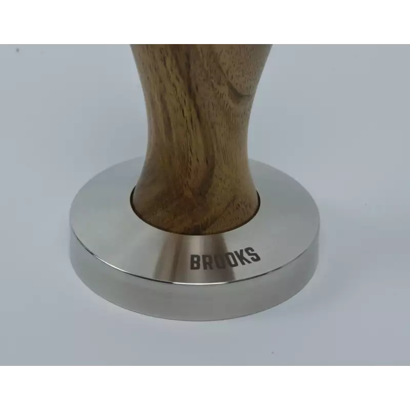 Brooks 58mm stainless tamper European walnut
