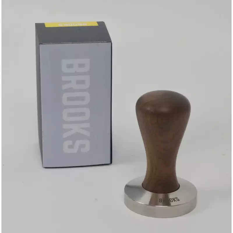 Brooks 58mm stainless tamper American walnut
