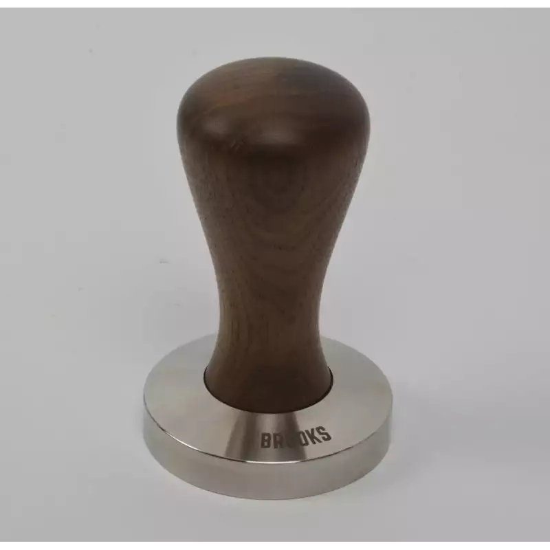 Brooks 58mm stainless tamper American walnut