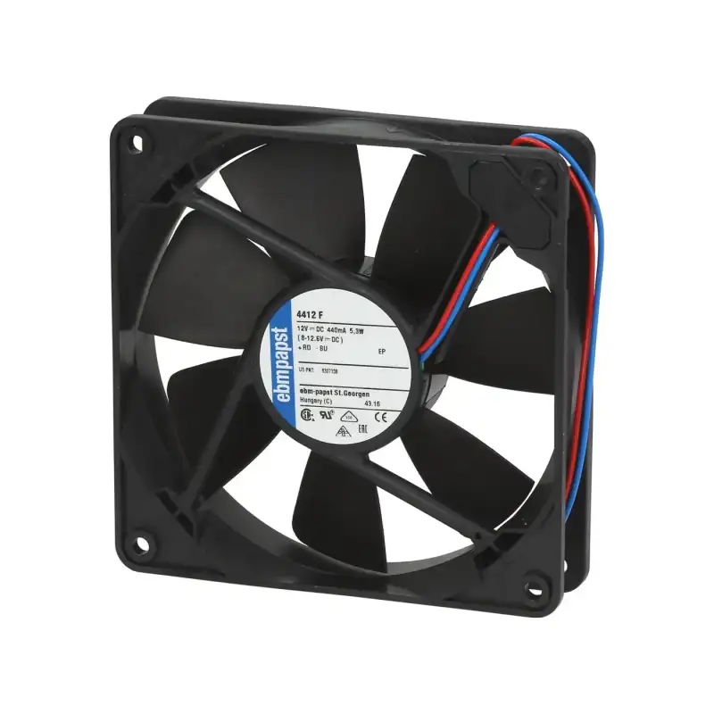 Ventilateur axial EBM 4412F - Roulement à billes 12Vcc 119x119x25 mm | Brooks Parts