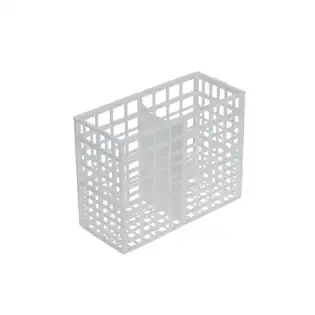 Obchodní koš na příbory o rozměrech 130x55x100 mm s 2 odděleními.
