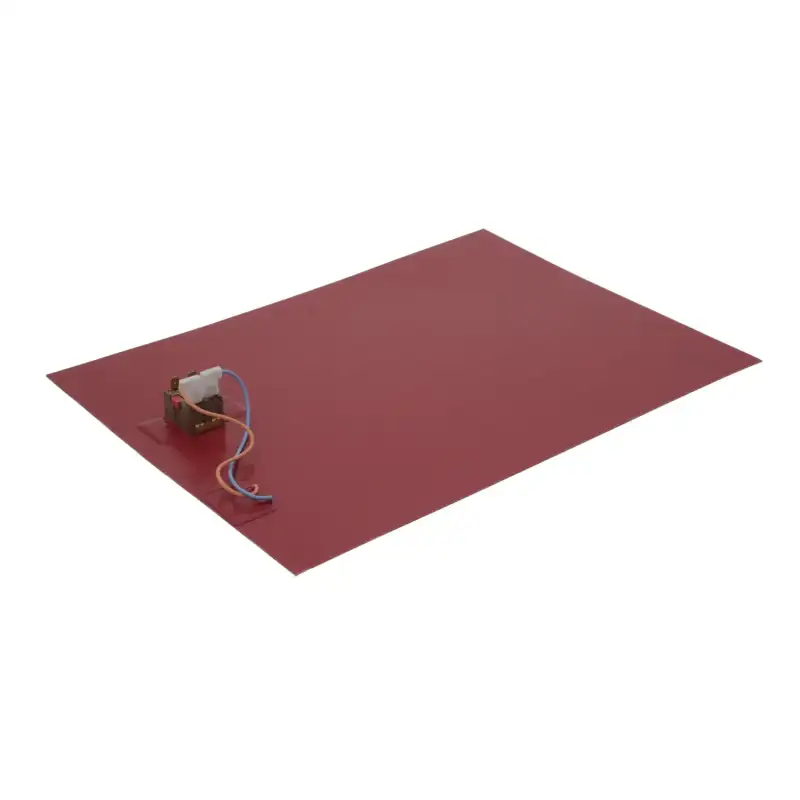 Elemento de aquecimento de silicone 1000W 230V - 400 mm x 290 mm, 200°C Termostato de reinicialização manual, com cabos (Electro