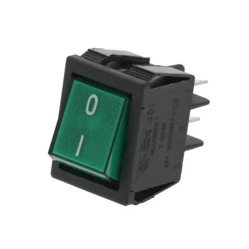 Green Bipolar Switch 16A 250V with Light – 22x30 mm