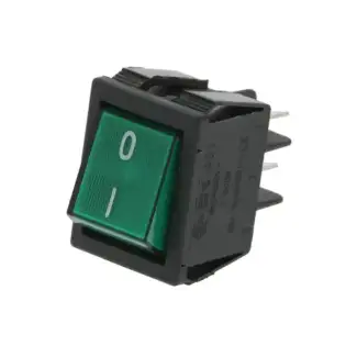 Interruptor bipolar verde 16A 250V com luz - 22x30 mm