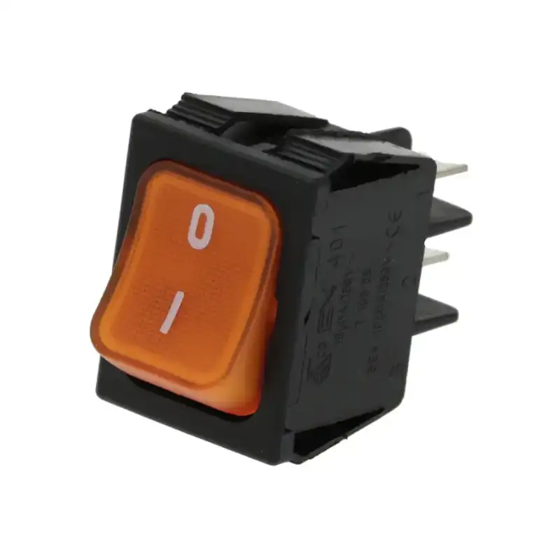 Interruttore bipolare arancione 16A 250V con luce indicatrice - Prodotto in Italia