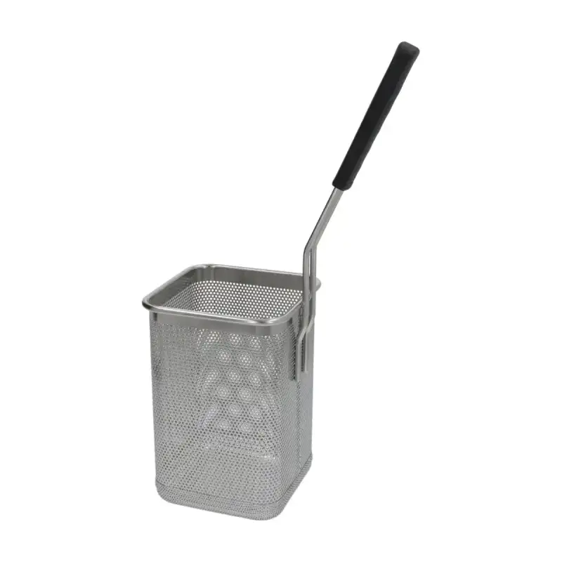 이탈리아에서 제작된 스테인레스 스틸 파스타 바스켓 140x140x200mm.