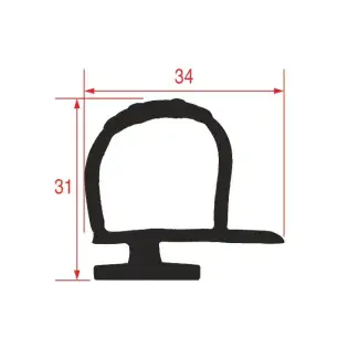 Junta para celular MTH 6 m - 34x31 mm en negro, fabricada en Italia.