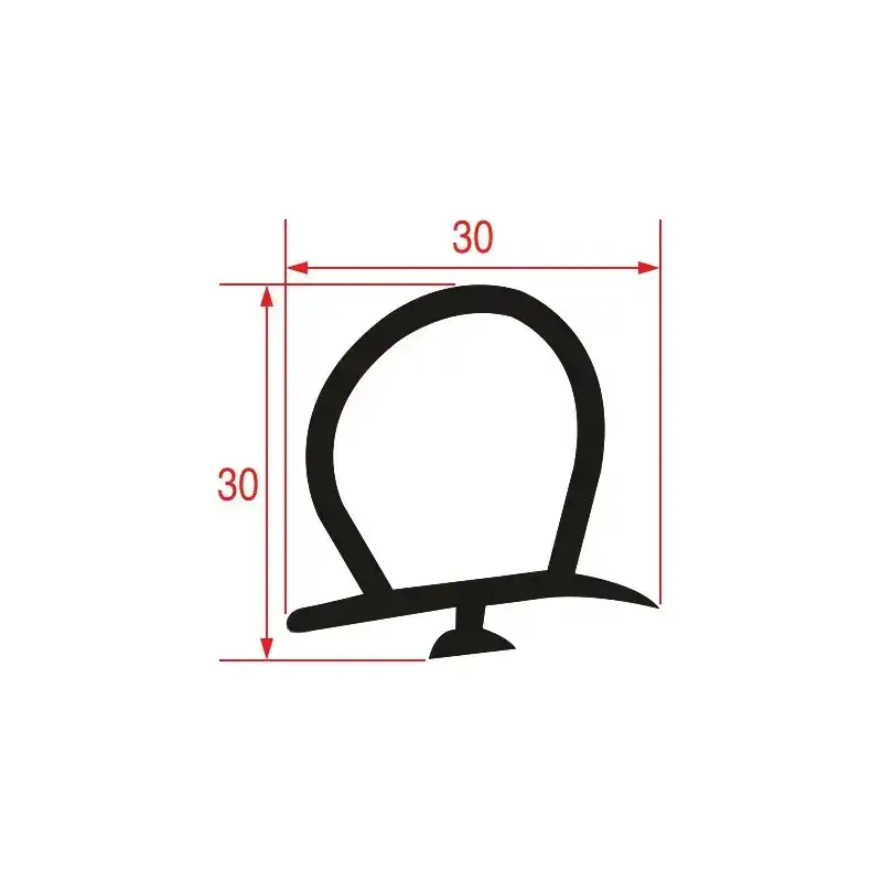 Afdichting voor de deur van een koelcel 30×30 mm - Lengte stang 2300 mm, Wit
