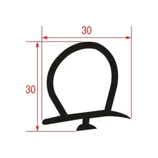 Afdichting voor de deur van een koelcel 30×30 mm - Lengte stang 2300 mm, Wit