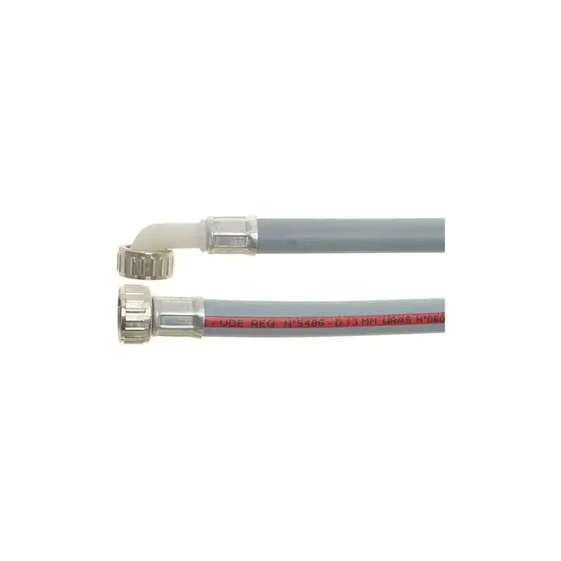 Gebogene Zulaufschlauch ¾″ FF × 1000 mm - Thermoplast DN13 mit Messingarmaturen, WRAS