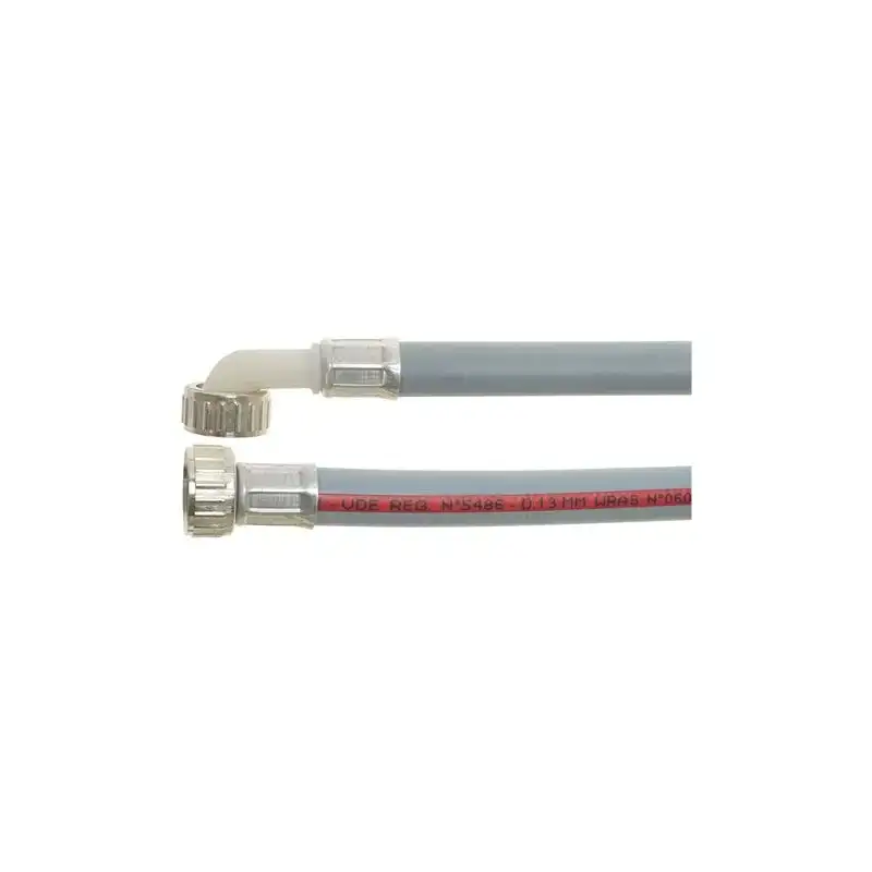 Bøyd tilførselsslange ø ¾″ FF × 2000 mm - Termoplast Ø 13 × 19 mm, messingbeslag, WRAS-godkjent