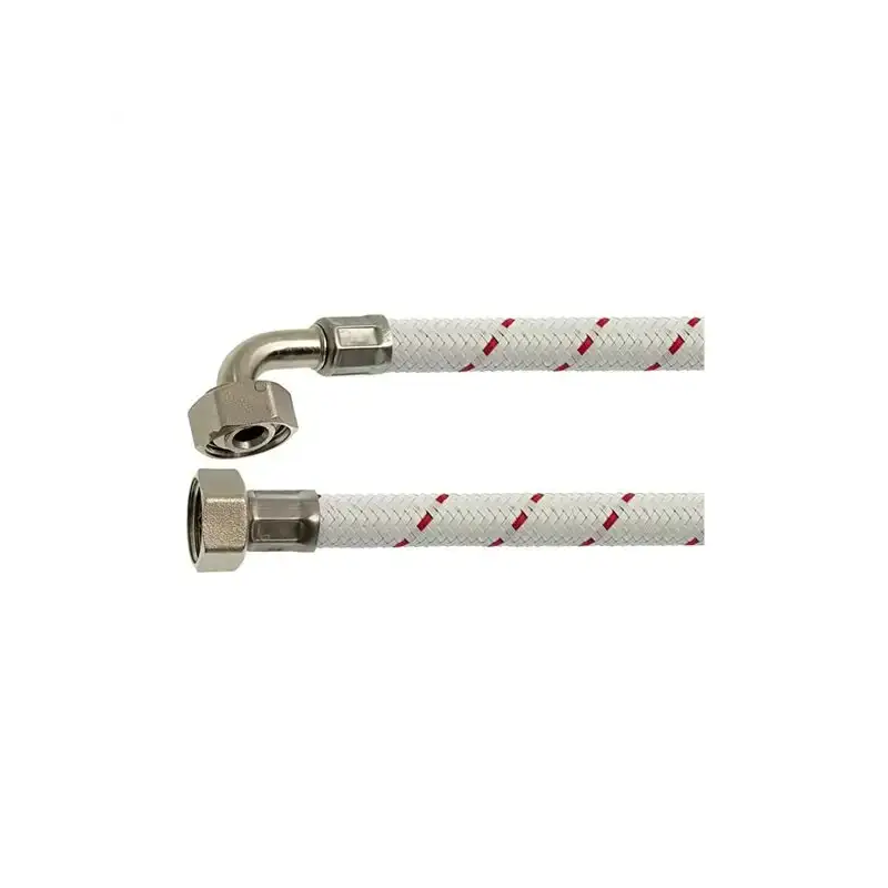 Curved Supply Hose ø ¾″ FF × 2000 mm – EPDM with Nylon Braid, Brass Fittings
