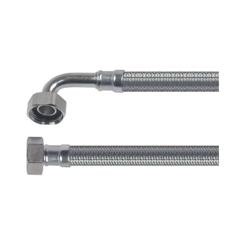 Manguera flexible de acero inoxidable de 1000 mm, ¾″ – DN12, certificada por DVGW, 10 bar, fabricada en China.
