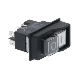 Hvit-svart trykknappanel 16 A 250 V – 75 × 28 mm