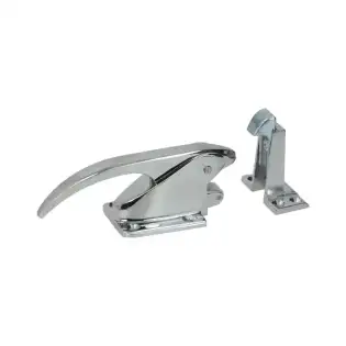Manija de puerta cromada con cerradura - Centros ajustables de 41 a 46 mm.