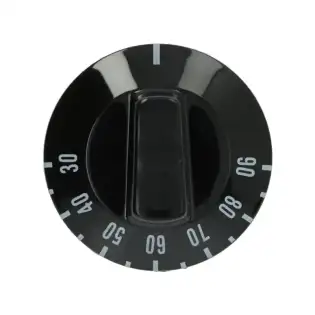 Schwarzer Steuerknopf Ø 50 mm 30–90 °C für EGO Thermostate – Made in Italy