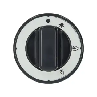 Manopola nera Ø 70 mm serigrafata per rubinetto del gas - Prodotto in Italia