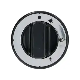 Black Knob Ø 70 mm Silk-Screen Printed – D-Hole 10×8 mm for Gas Tap, Made in Italy