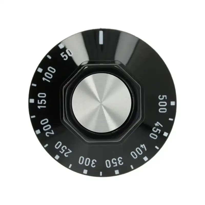 Sort knop Ø 50 mm 50–500 °C til EGO-termostater - Produceret i Tyrkiet