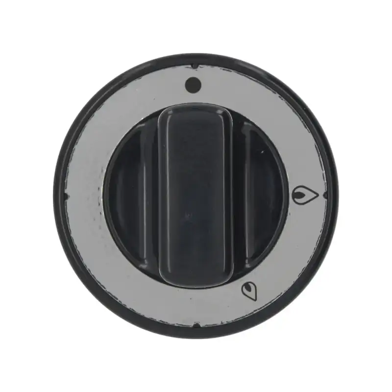 Svart knopp Ø 70 mm silkscreen-tryckt för gasregulator - Tillverkad i Turkiet