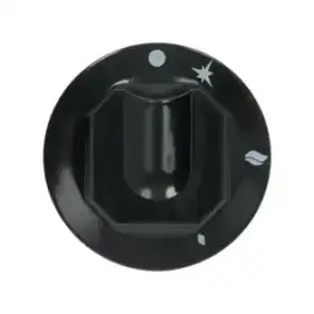 Botão preto Zanussi Ø 70 mm Serigrafado - Furo D de 10x8 mm