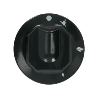 Zanussi-musta nuppi Ø 70 mm silkkipainettu - D-reikä 10×8 mm