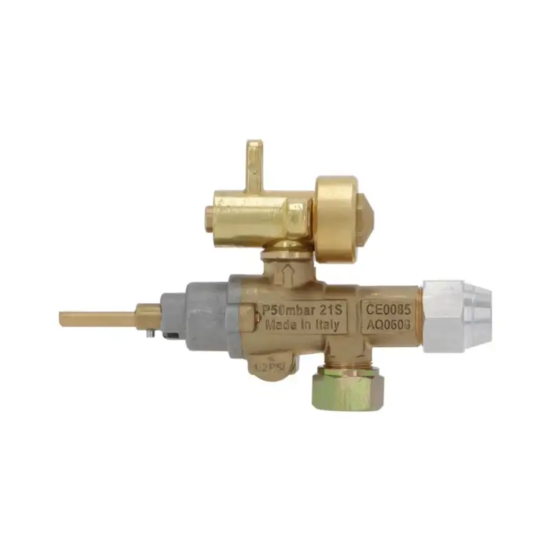 Grifo de gas A60/GPEL21D | Válvula de cocina MKN con piloto, bypass y boquilla