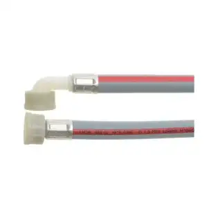 2000 mmの曲線供給ホース ¾インチ FF – Ø 13×19 mm PVC、90°C、10 Bar、VDE、イタリア製