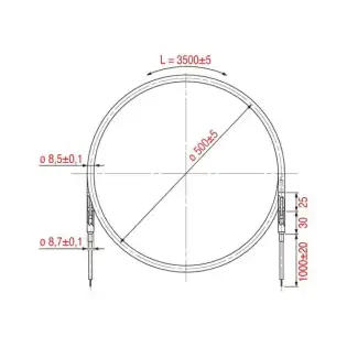 Élément chauffant gainé RSV-350 de 1300W 230V 3500 mm.