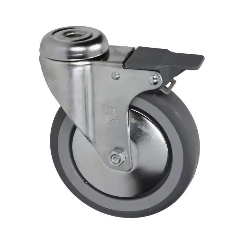 Zwenkwiel met rem 125x30 mm - Verzinkt, Polypropyleen Kern