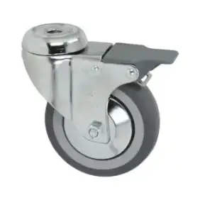 Roda Giratória com Travão 100x30 mm - Zincado, Polipropileno Núcleo