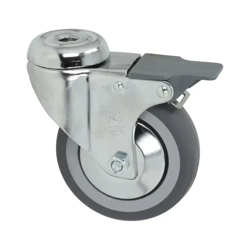 Otočné kolo s brzdou 100x30 mm - pozinkované, polypropylenové jádro