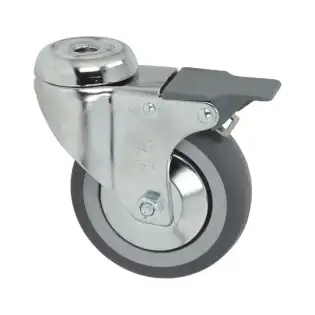 Zwenkwiel met rem 100x30 mm - Verzinkt, Polypropyleen Kern