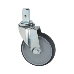 Bílá otočná kola s kolíkem 125x32 mm - Náhrada kolečka vozíku pro potravinářský servis