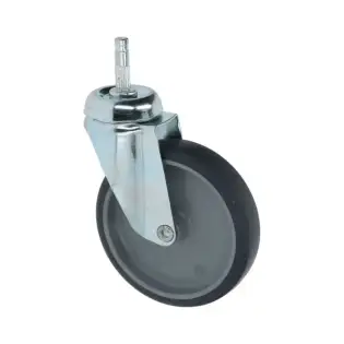 גלגל סוויבל עם פין 125x25 מ"מ - מצופה זינק, ליבה מפלסטיק, טבעת TPE