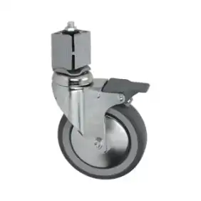 Swivel Wheel with Pin and Brake 125x30 mm – Pipe Pin 40x40 mm