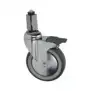 Swivel Wheel with Pin and Brake 125x30 mm – Pin for Pipe 25x25–28x28 mm