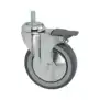 Roue pivotante Zanussi avec axe et frein de 125x30 mm - Support en zinc plaqué, anneau en caoutchouc synthétique