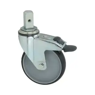 Blanco Swivel Wheel with Pin and Brake 125x32 mm – Zinc-Plated Support, Thermoplastic Ring