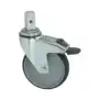 Roue pivotante Blanco avec goupille et frein 125x32 mm - Support zingué, anneau en thermoplastique