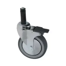 Otočné kolo s kolíkem a brzdou 125x30 mm - zinkovaná podpora, syntetický gumový kroužek