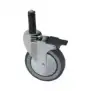 Ruota girevole con perno e freno 125x30 mm - Supporto zincato, anello in gomma sintetica
