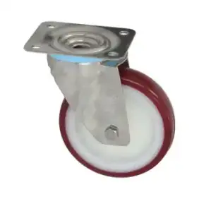 Svängbar hjul med platta 125x32 mm - Stålstöd, polyamidkärna, polyuretanring