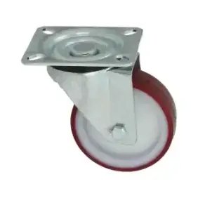 Ruota girevole con piastra 100x30 mm - Supporto zincato, Nucleo in poliammide, Rivestimento in poliuretano